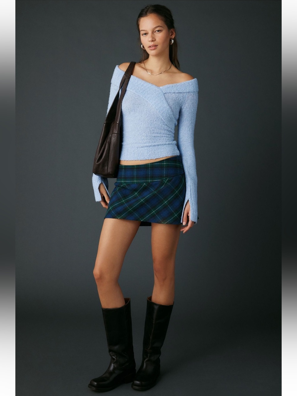 KIMCHI BLUE Andie Asymmetric Foldover Off-The-Shoulder Sweater